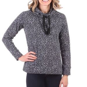 Duffield Lane Finley Funnel Neck in Grey Leopard Size Medium